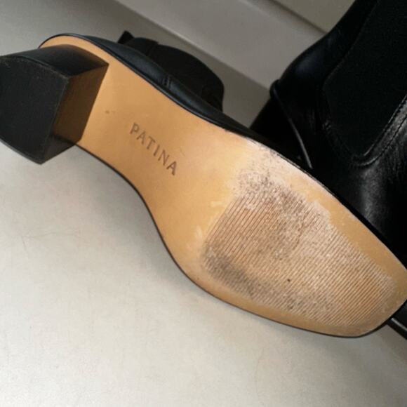 Women's patina leather square toe booties - Picture 2 of 4